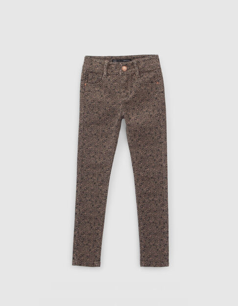 SKINNY-Fit Mädchenjeans khaki, Leoparden-/Herz-Print