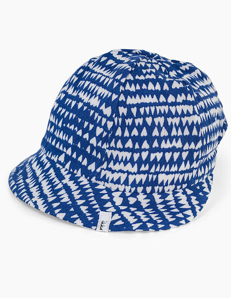 Chapeau réversible bleu et blanc bébé fille-2