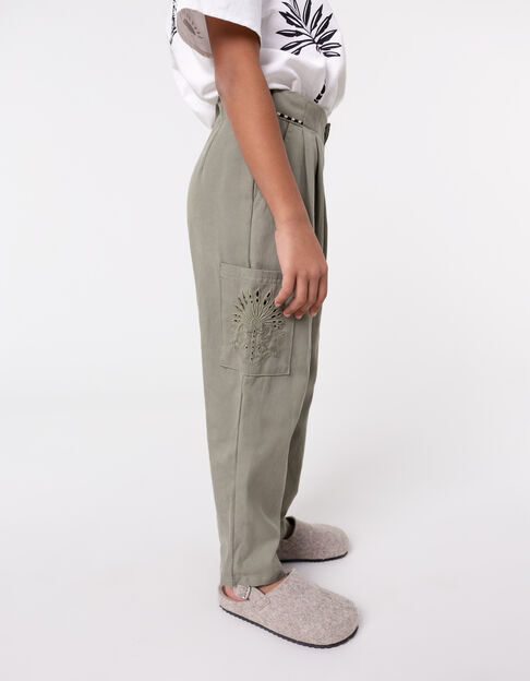 Pantalón battle caqui bordado niña - IKKS