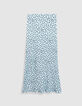 Jupe longue bleu ciel imprim&eacute; pois Femme-7