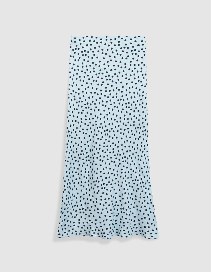 Jupe longue bleu ciel imprim&eacute; pois Femme-7