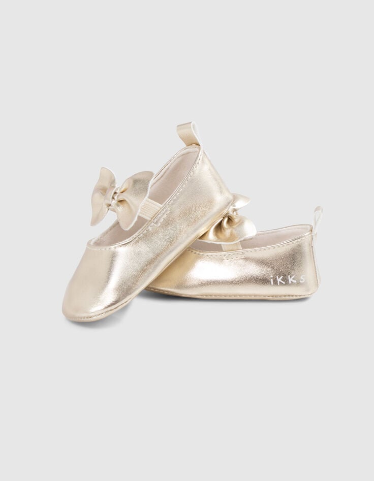 Ballerines dor&eacute;es &agrave; noeud b&eacute;b&eacute; fille-5