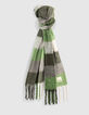 Women’s green-toned check fluffy scarf-1