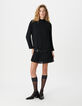 Robe courte noire pliss&eacute;e avec ceinture &agrave; &oelig;illets Femme-1