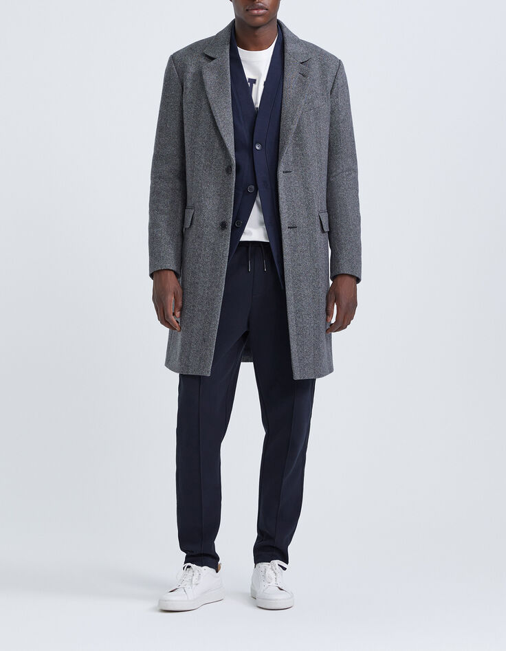 Men’s charcoal semi-plain coat-7