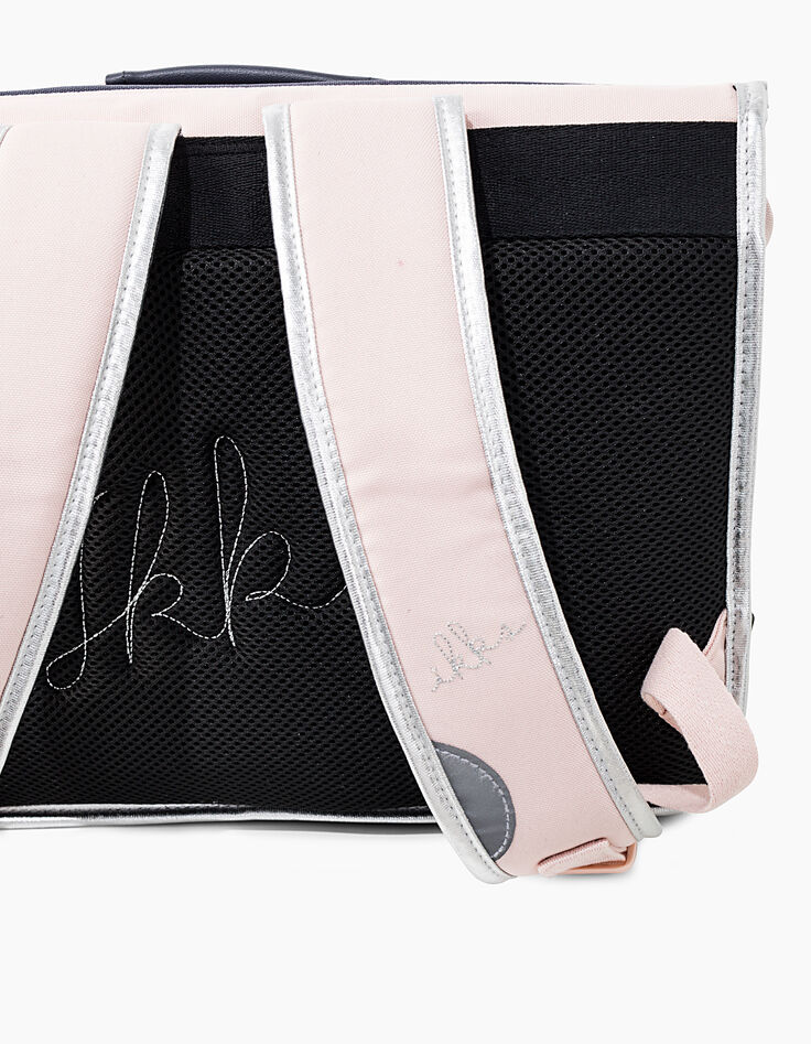 Cartable 38 cm rose poudré et navy K fille-7