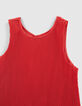 Camiseta tirantes roja fluida plisada niña-4