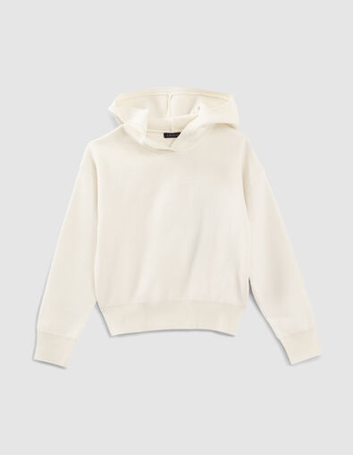 Pull &eacute;cru &agrave; capuche en tricot fille - IKKS