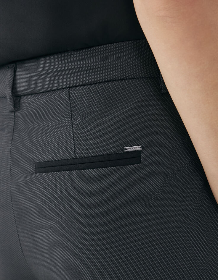 Women’s black semi-plain jacquard straight suit trousers-6