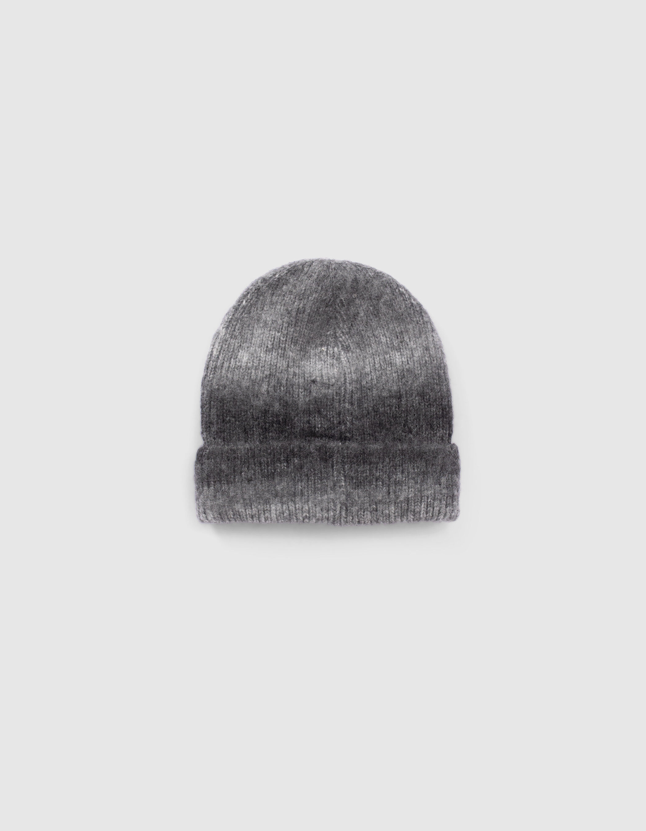 Girls grey deep dye style ribbed knit beanie