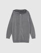 Mittellange Damen-Strickjacke silberfarbenes Lurex-3