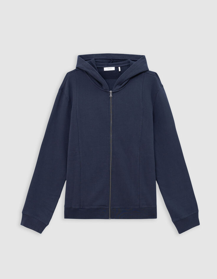 Cardigan encre à capuche molleton zippé Homme-5