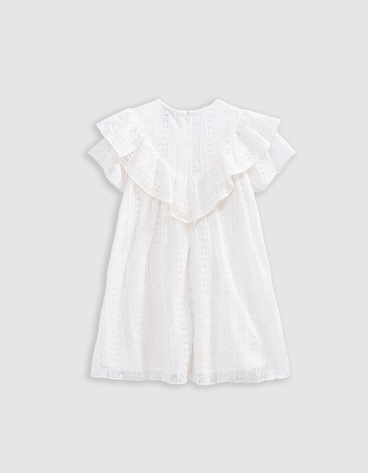 Robe écrue dentelle plastron volanté fille-4