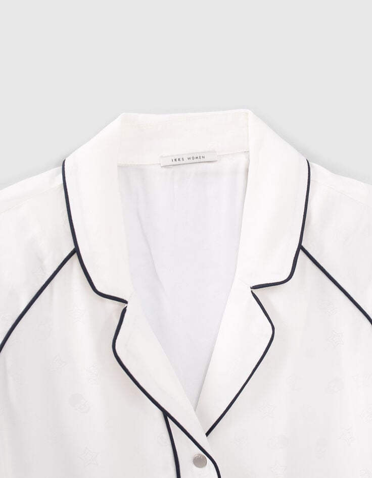 Women off-white shirt with jacquard rock motif-3 Women off-white shirt with jacquard rock motif-3