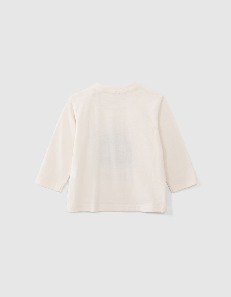 Ecru T-shirt biokatoen reliëf straatnaambord babyjongens-4