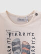 Ecru bio-T-shirt opdruk glitterslippers babymeisjes -2