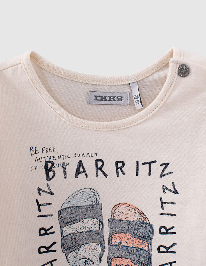 Cremeweißes T-Shirt mit Glitzer-Flipflops für Babymädchen  - IKKS