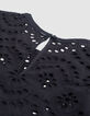 Blusa negra de mujer con broderie anglaise-3