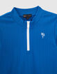 Blaues Mädchenshirt aus Rippstrick mit Reißverschluss-2
