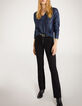 Pull en maille bleu marine enduit irisé femme-5