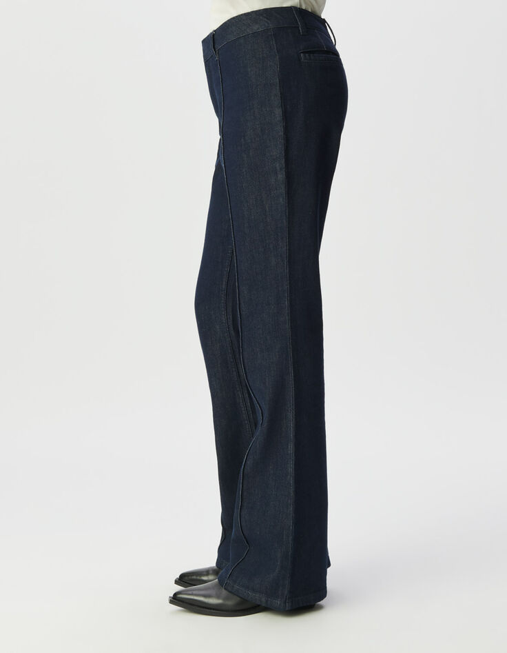 Jean flare brut taille haute plis cousus devant Femme-6
