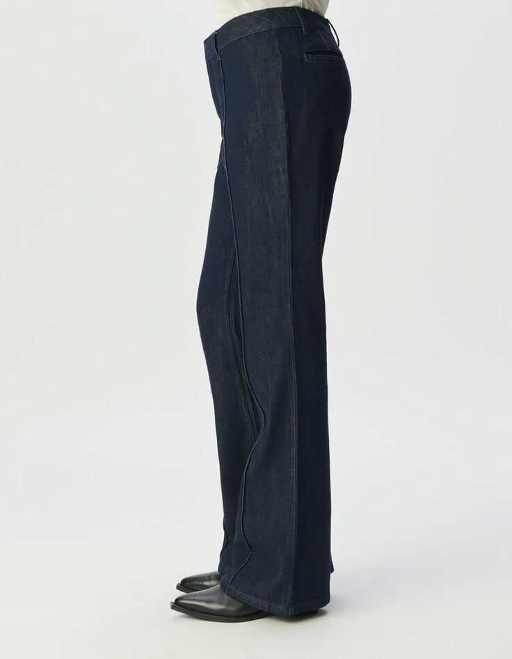 Jean flare brut taille haute plis cousus devant Femme-6 Jean flare brut taille haute plis cousus devant Femme-6
