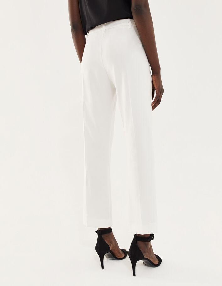 Women's off-white tencel tailored pants with side stripes - IKKS