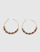 Boucles d'oreilles créoles coloris doré avec pierre de Cornaline femme-1
