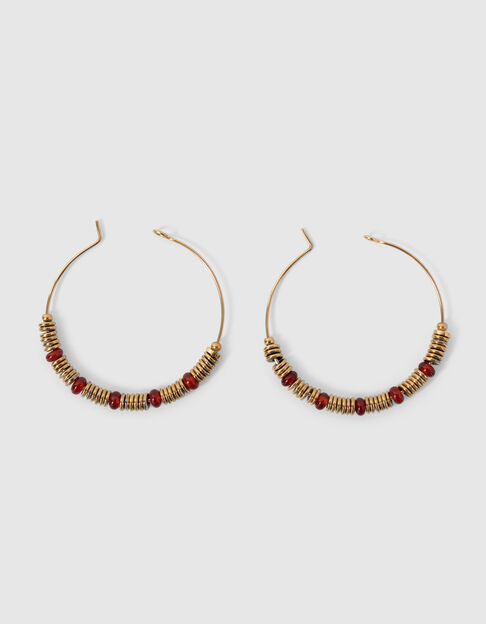 Women’s gold-tone hoop earrings with Carnelian stone