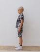 Boys’ navy Bermuda shorts with coral and anchor print-2