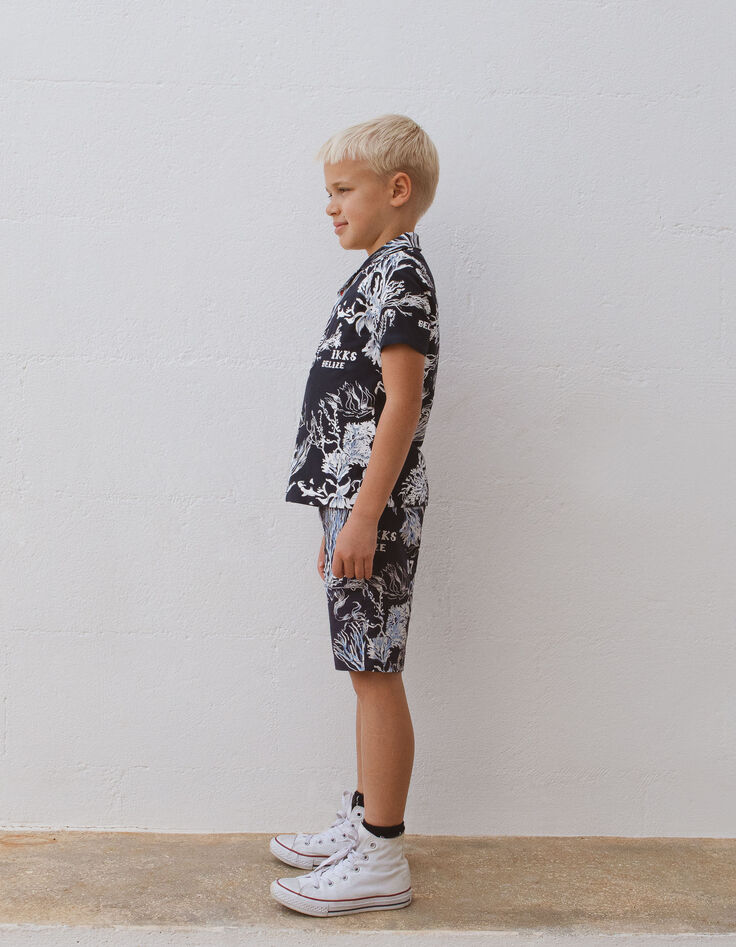 Boys’ navy Bermuda shorts with coral and anchor print-2