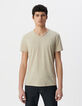 Men’s beige organic cotton Essential V-neck T-shirt-2