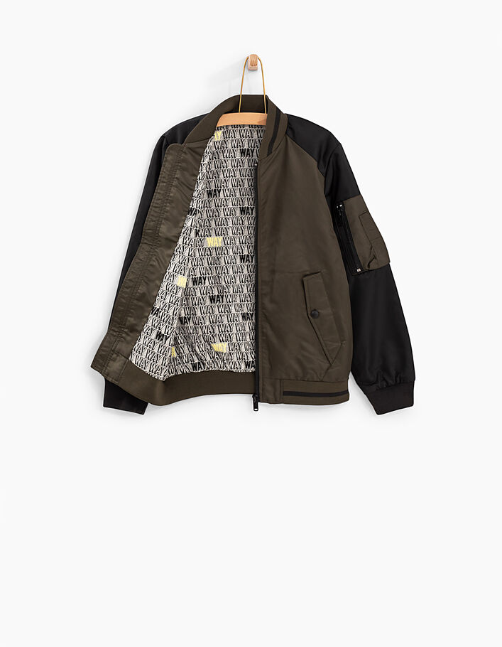Boys’ bronze bomber jacket, black sleeves  - IKKS