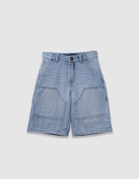 Charpentier spirit blue denim Bermuda shorts for boy - IKKS