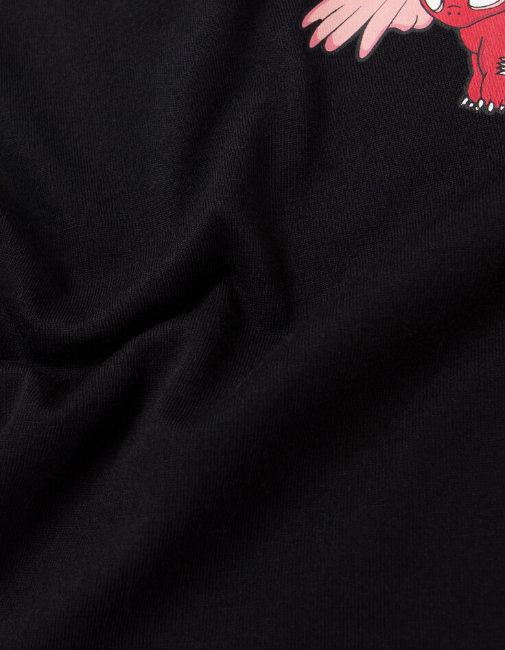 Zwart T-shirt draakopdruk meisjes-6