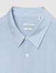Blaues Slim-Fit-Hemd Blumen & Streifen-5