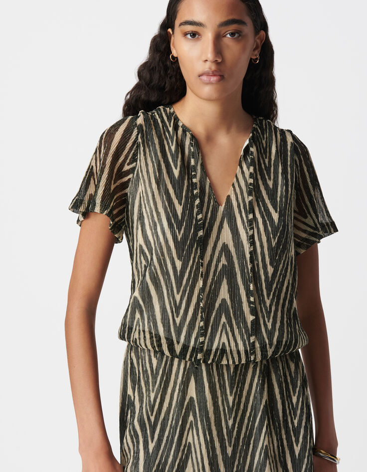 Robe noire motif chevrons dorés Femme-4