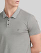 Polo caqui jaspeado bimaterial hombre-4