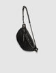 Damenbauchtasche 1440, schwarz, Leder, gesteppt-2