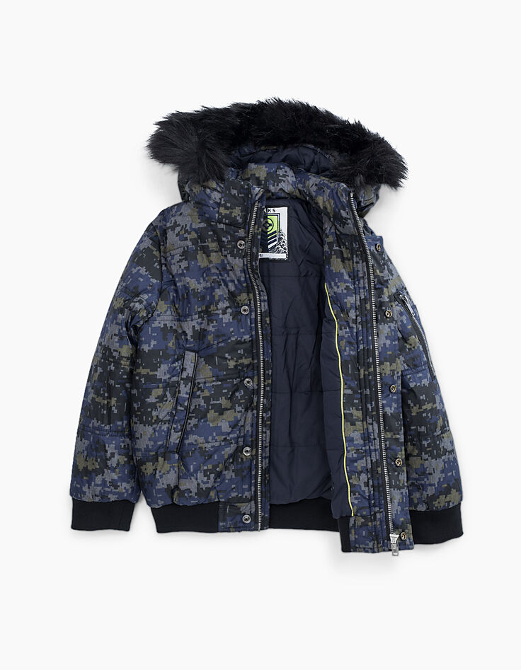 Anorak índigo estampado camuflaje pixelado niño -2 Anorak índigo estampado camuflaje pixelado niño -2