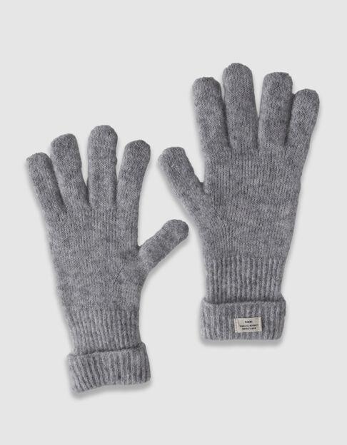 Gants noirs en maille avec revers rayé Femme - IKKS