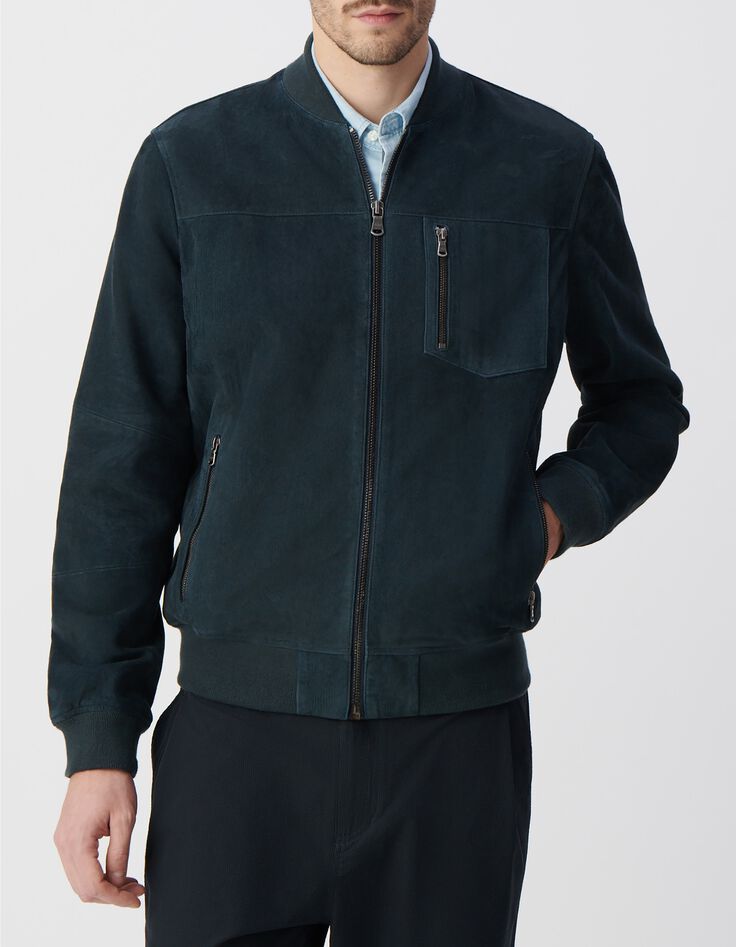 Men&rsquo;s ink suede bomber jacket-5