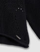 Pull noir tricot ajouré motif cœurs fille-6