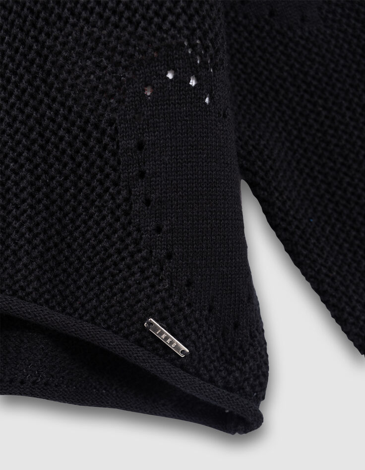 Pull noir tricot ajouré motif cœurs fille-6