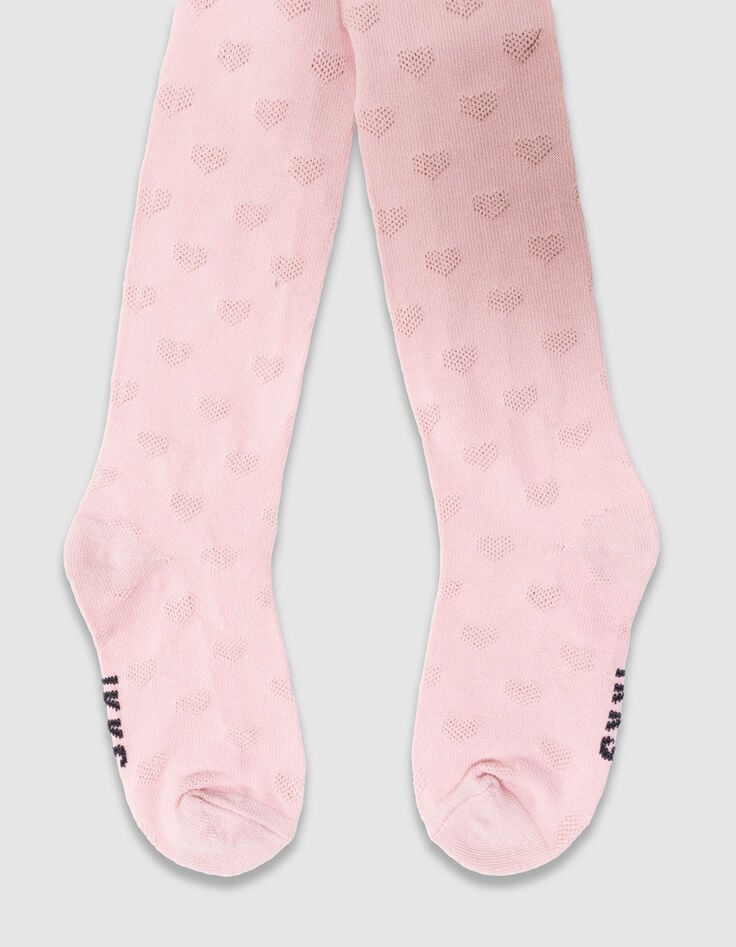 Rosa Mädchenstrumpfhose Jacquard Schleifen-2