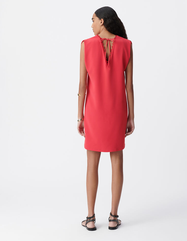 Vestido rojo de mujer con cuello en V-3