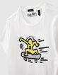 Tee-shirt blanc cassé KEITH HARING x IKKS à skate garçon-6