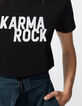 Tee-shirt noir en coton modal visuel Karma Rock femme-4