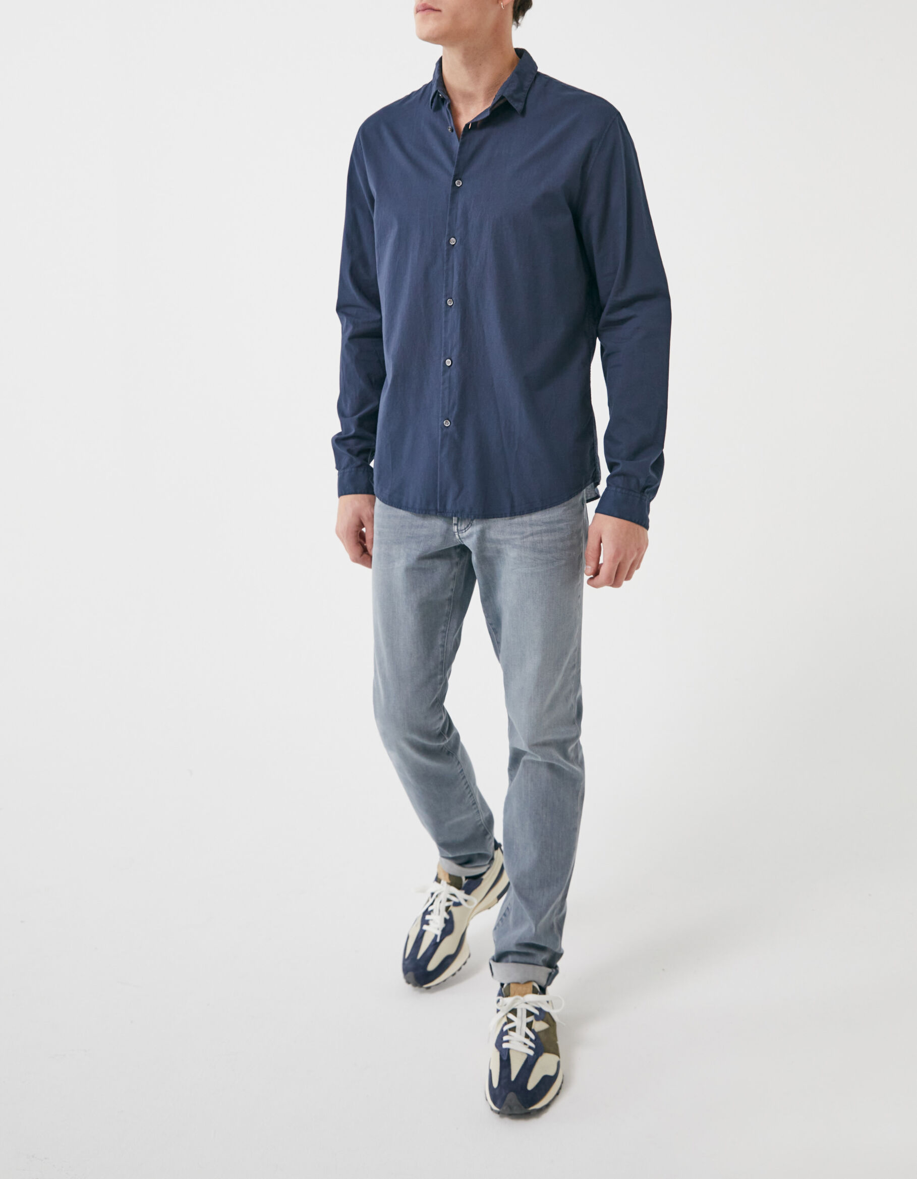 Chemise SLIM marine en voile Homme