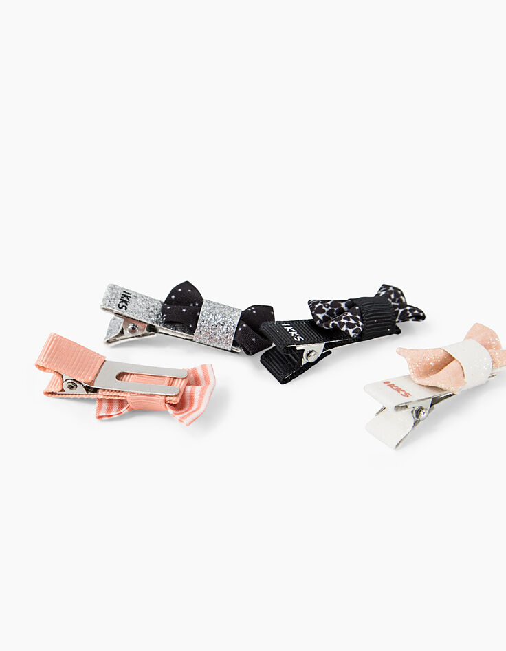 Girls' printed bow hair clips-4